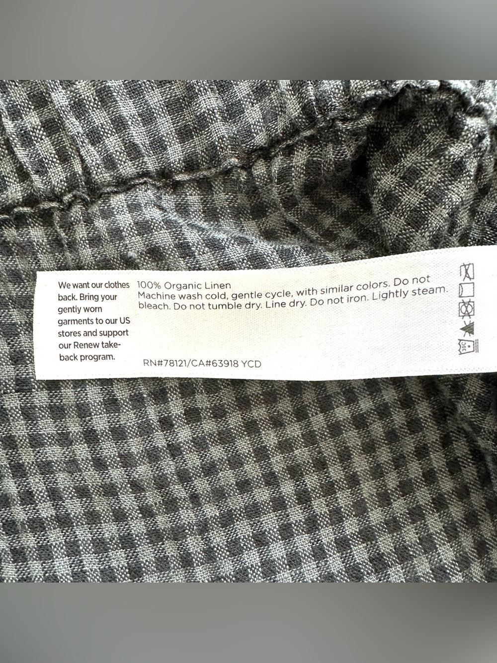 Eileen Fisher Gathered Organic Linen Maxi Skirt Black & Grey Check | XL | EUC - Picture 8 of 9